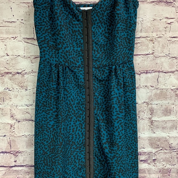 Dolce Vita Turquoise Black Animal Print Sleeveless Evening Dress - Picture 2 of 8